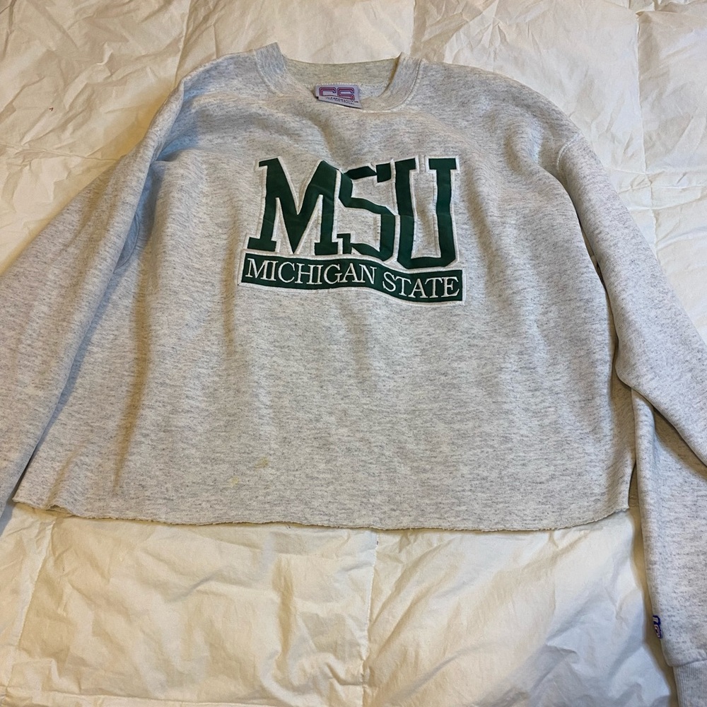 Cropped MSU vintage crew neck